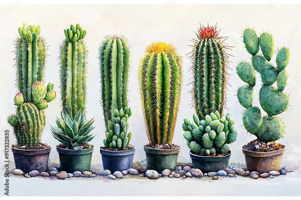 Isolated Cactus Plants for Botanical Prints and Digital Design Isolated Cactus Plants for Botanical Prints and Digital Design