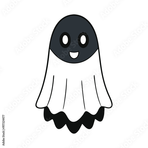 Cute Black Ghost Halloween Vector Illustration photo