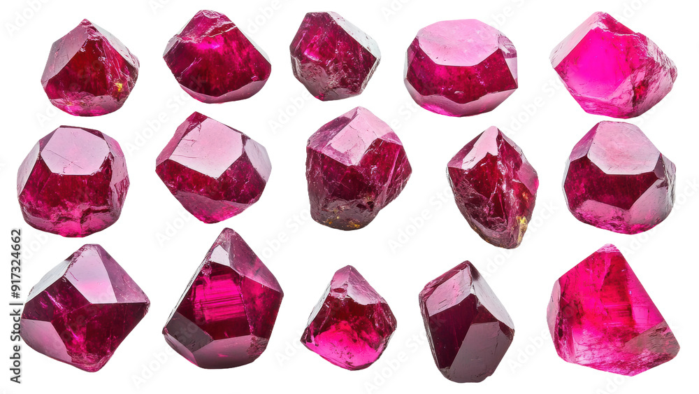 Collection of natural ruby gemstones, cut out - stock png. Collection of natural ruby gemstones, cut out - stock png.