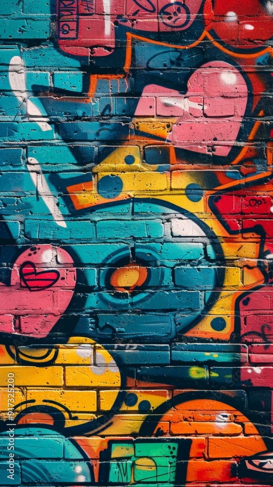 A vibrant graffiti mural on a brick wall, featuring abstract shapes and bold colors. The artwork showcases a mix of patterns and textures, creating a dynamic and eye-catching urban scene. A vibrant graffiti mural on a brick wall, featuring abstract shapes and bold colors. The artwork showcases a mix of patterns and textures, creating a dynamic and eye-catching urban scene.