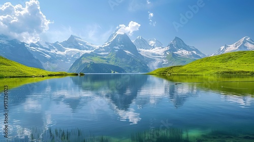 Switzerland Lake panorama in summer