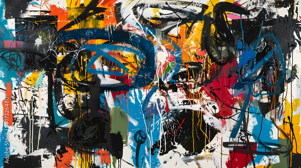 Fototapeta premium Neo expressionist abstraction with bold gestures background