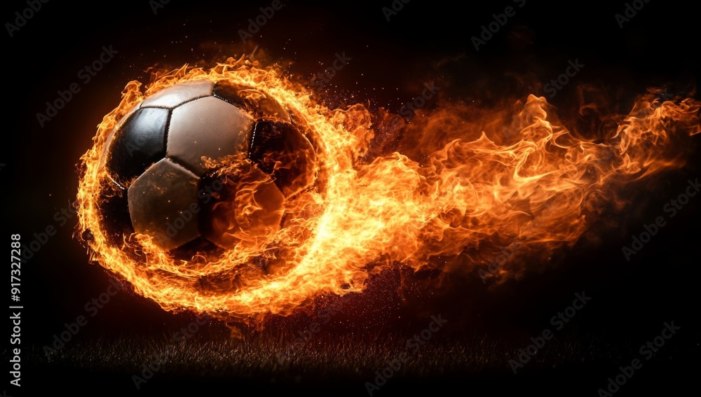 Naklejka premium energy football on fire