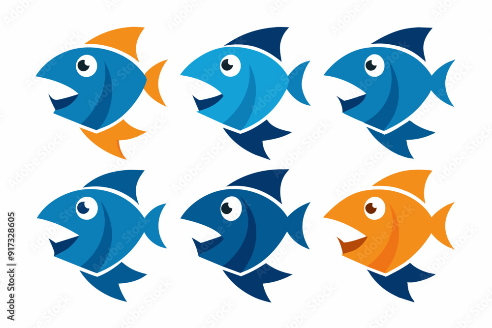 Fototapeta premium set of icons related mascot fish logo Vector design