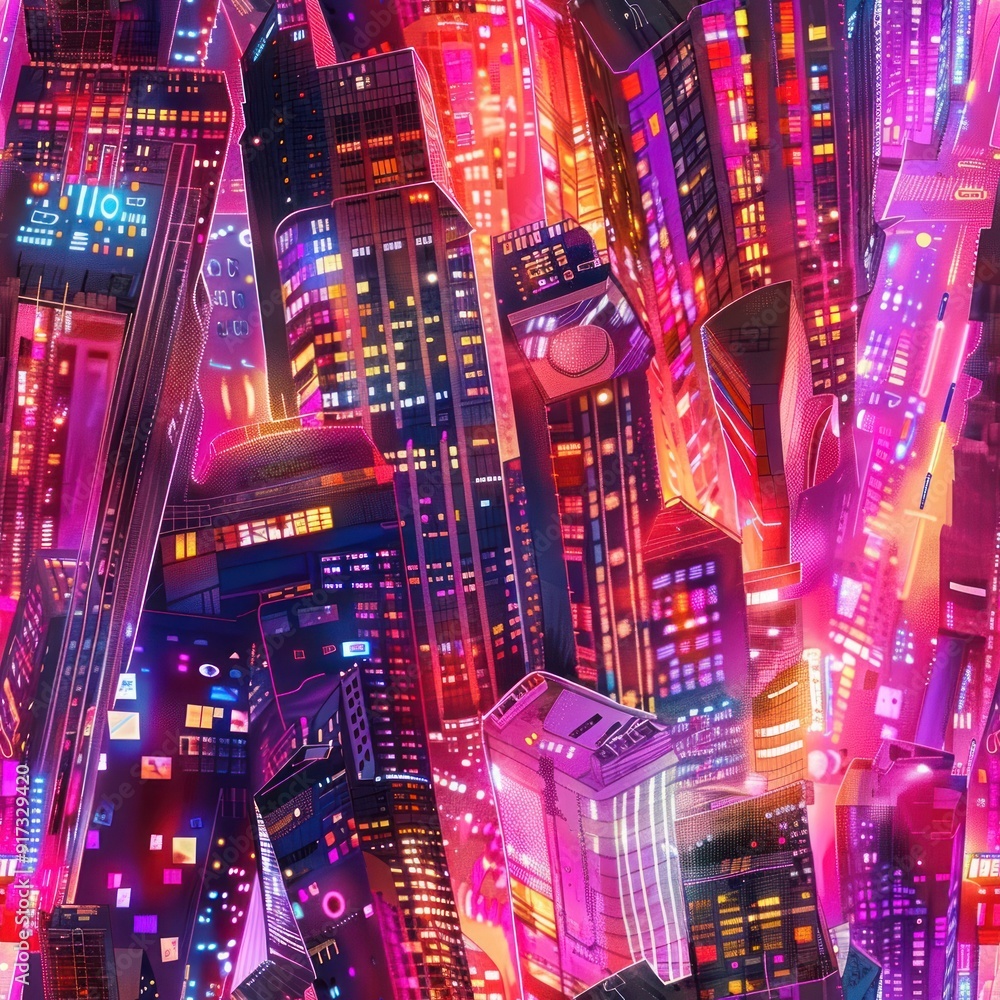 Abstract Cityscape with Neon Lights. Abstract Cityscape with Neon Lights.
