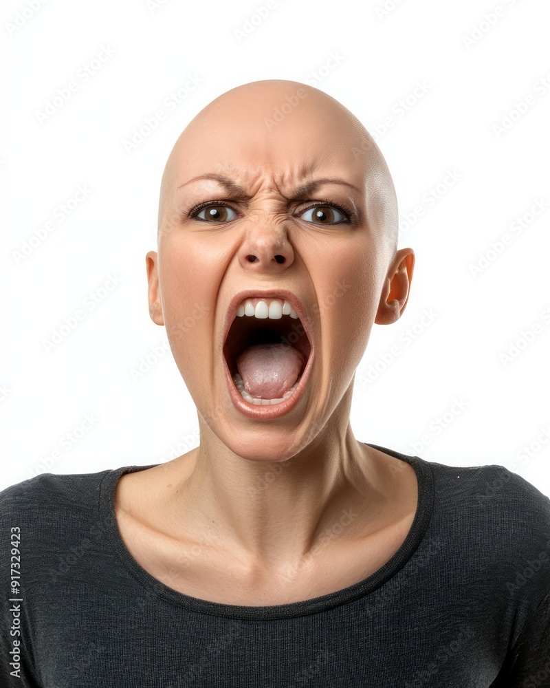 A person is expressing intense anger with a powerful scream A person is expressing intense anger with a powerful scream