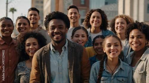 Diverse Group Celebrating Unity and Inclusion with Joyful Smiles