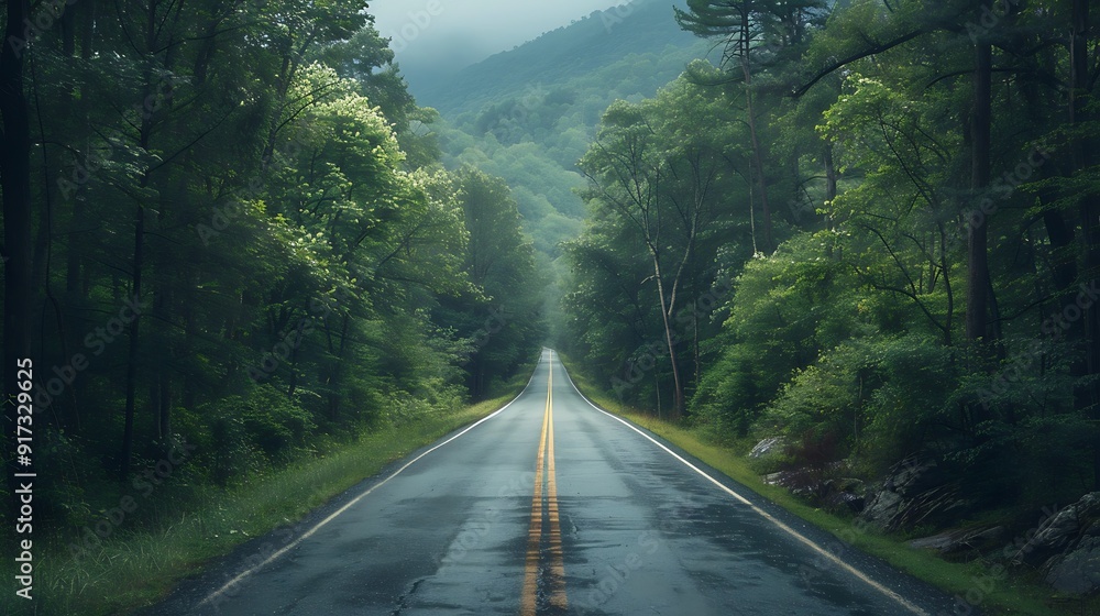 A beautiful mountain drive, the road lined with trees arching overhead, the rugged peaks visible through the foliage, the soft light of early evening casting a tranquil glow, A beautiful mountain drive, the road lined with trees arching overhead, the rugged peaks visible through the foliage, the soft light of early evening casting a tranquil glow,