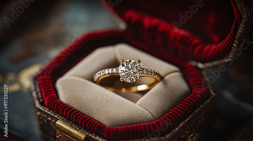 Timeless Elegance: Diamond Engagement Ring in Vintage Box