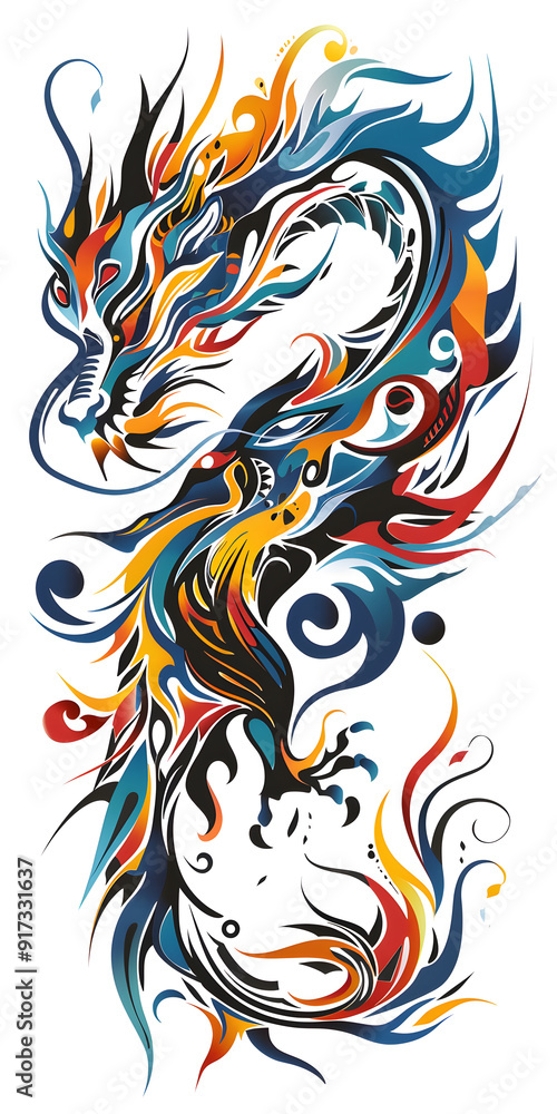 Tribal Dragon Tattoo traditional tattoo illustration Tribal Dragon Tattoo traditional tattoo illustration