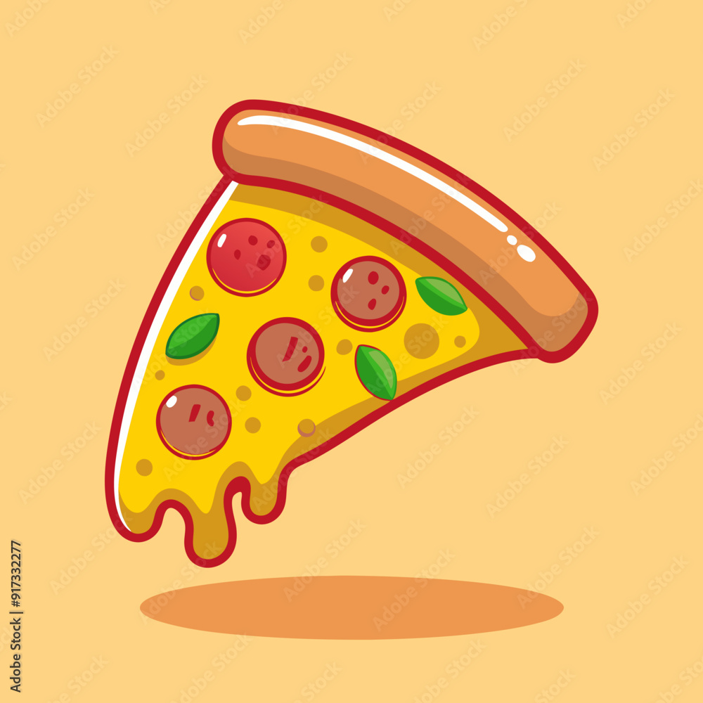 Flying Slice Of Pizza Cartoon Vector Illustration. Fast Food Concept Isolated Vector. Flat Cartoon Style Flying Slice Of Pizza Cartoon Vector Illustration. Fast Food Concept Isolated Vector. Flat Cartoon Style