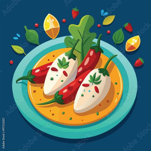 Mexican food Chiles en nogada vector art