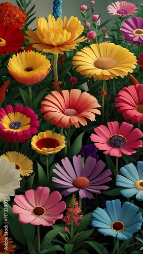 Wallpaper Mural 3d wallpaper illustration of flower background Torontodigital.ca