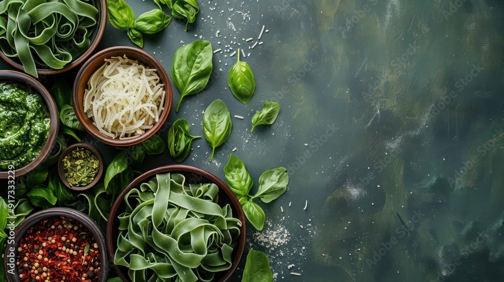 Dried spinach pasta noodles Good for culinary recopies, healthy efood, fitness, diets Dried spinach pasta noodles Good for culinary recopies, healthy efood, fitness, diets