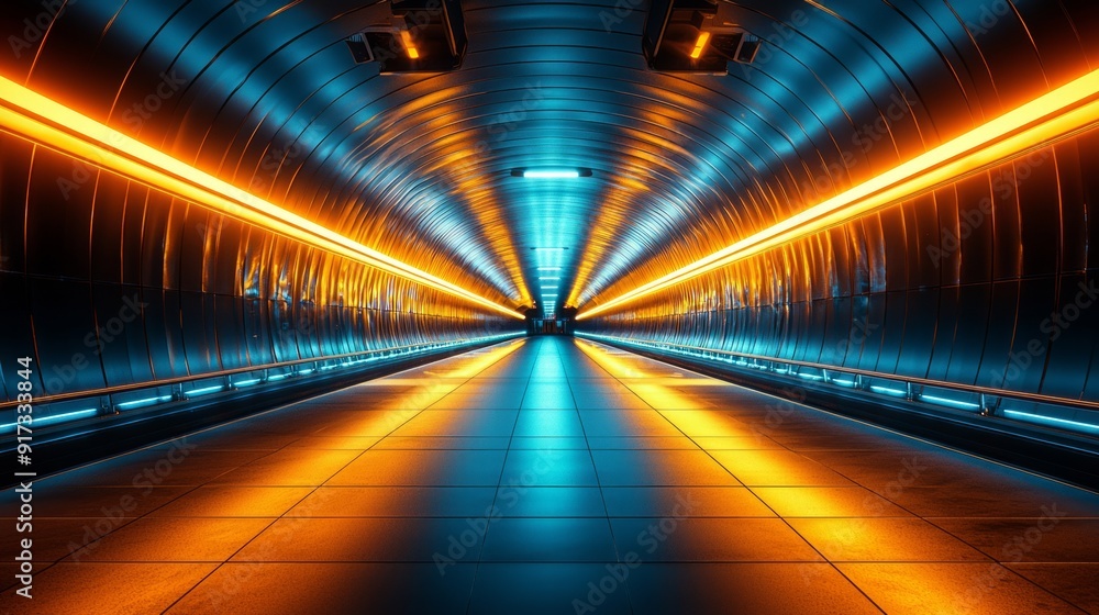 Futuristic Tunnel with Neon Lights Futuristic Tunnel with Neon Lights