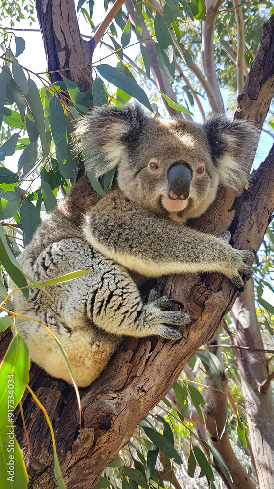 Obraz premium Koala resting on a eucalyptus tree