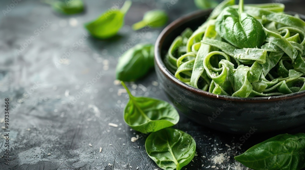 Dried spinach pasta noodles Good for culinary recopies, healthy efood, fitness, diets Dried spinach pasta noodles Good for culinary recopies, healthy efood, fitness, diets