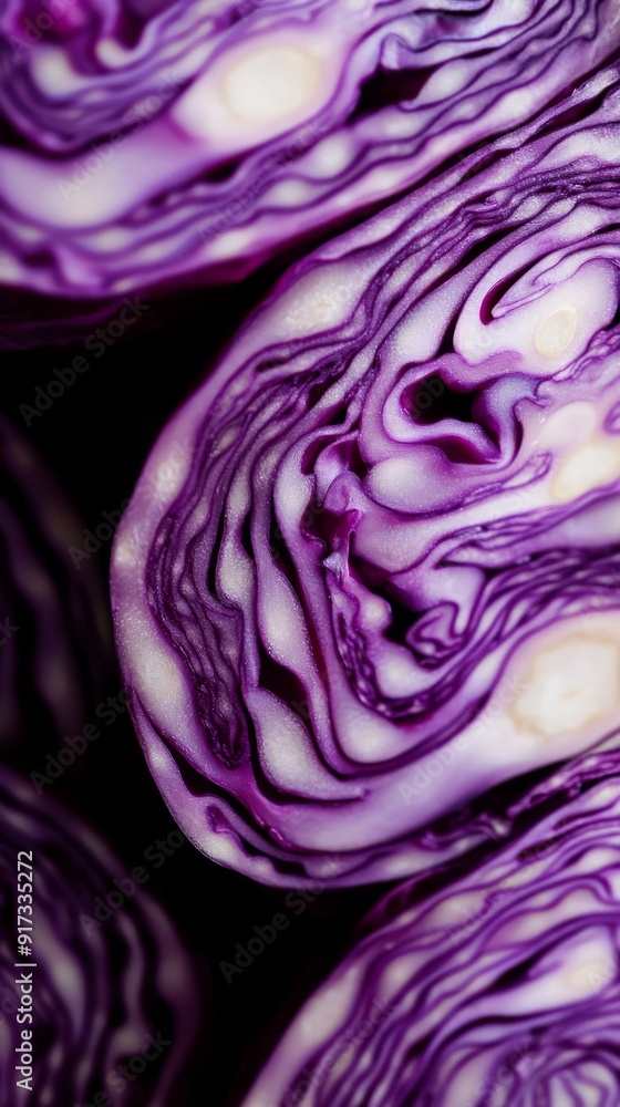 Obraz premium Close-up of sliced purple cabbage with