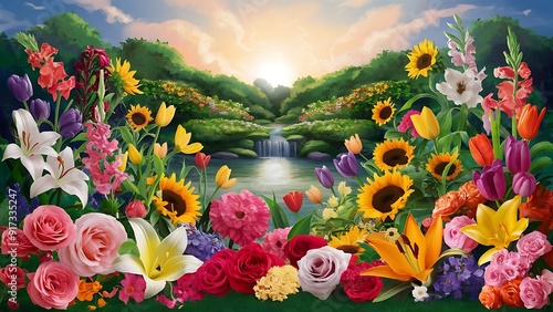 3d wallpaper illustration of flower background