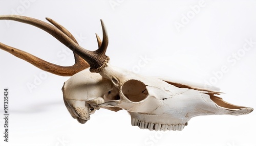 barking deer skull isolated on white background photo