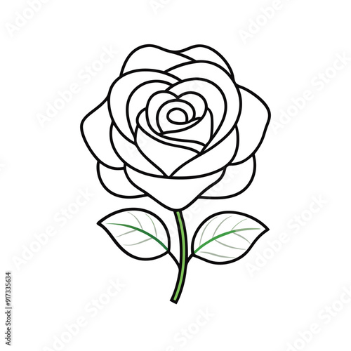 Wallpaper Mural a  rose line art vector illustration, a beautiful rose vector art illustration  Torontodigital.ca