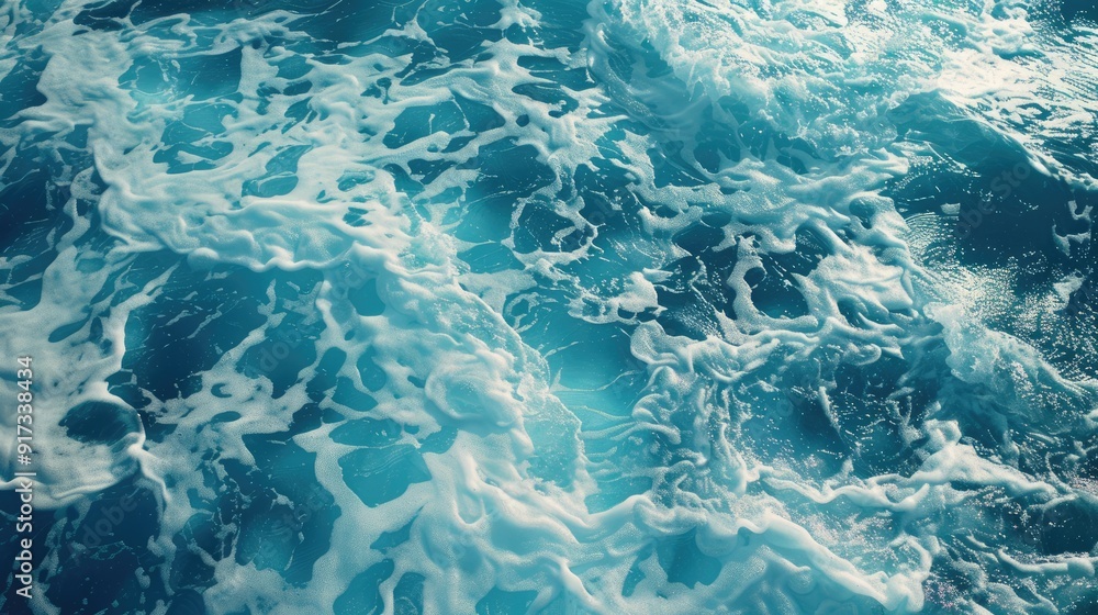 Blue ocean water with white foam, nature backdrop concept Blue ocean water with white foam, nature backdrop concept