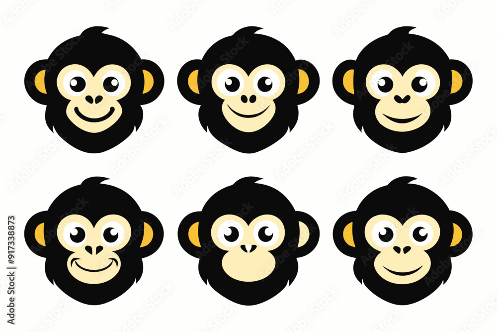 Obraz premium Set of icons related to mascot monky head vector design 