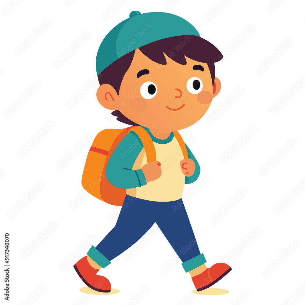 a kid going to school with backpack a kid going to school with backpack