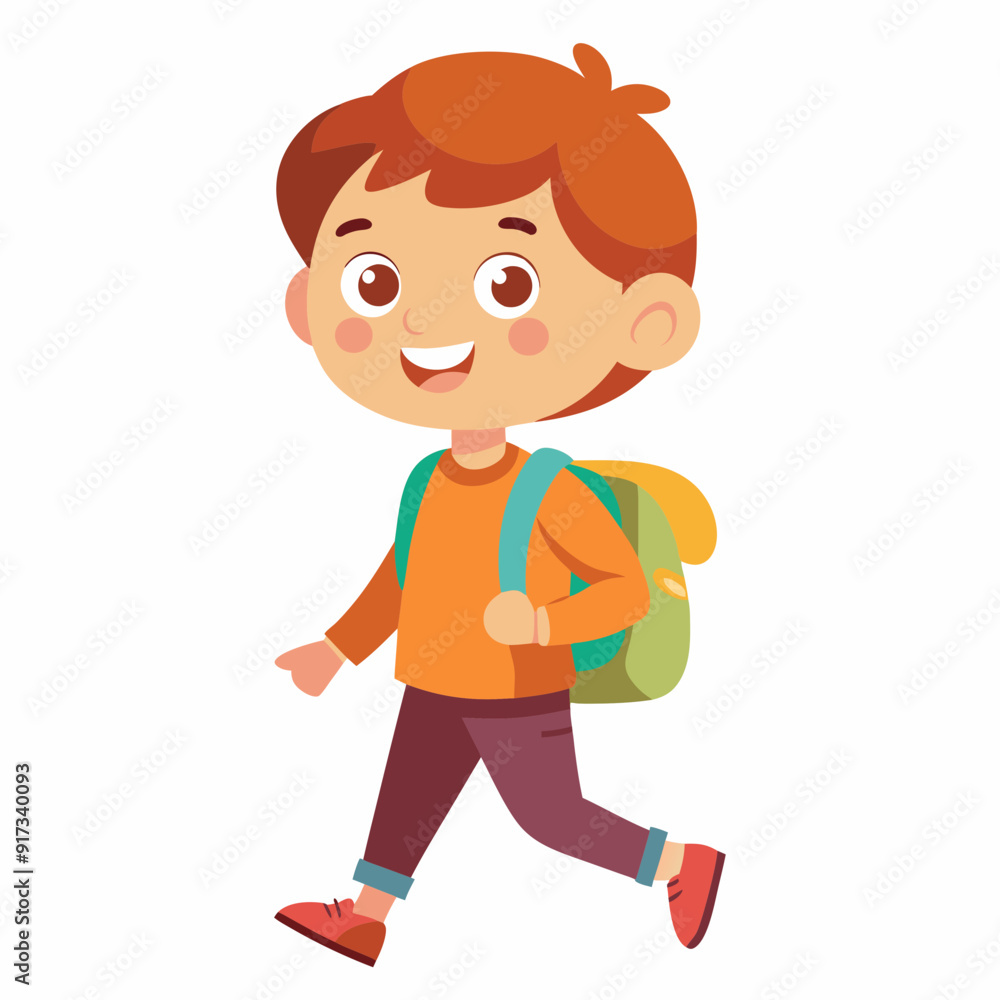 a kid going to school with backpack a kid going to school with backpack