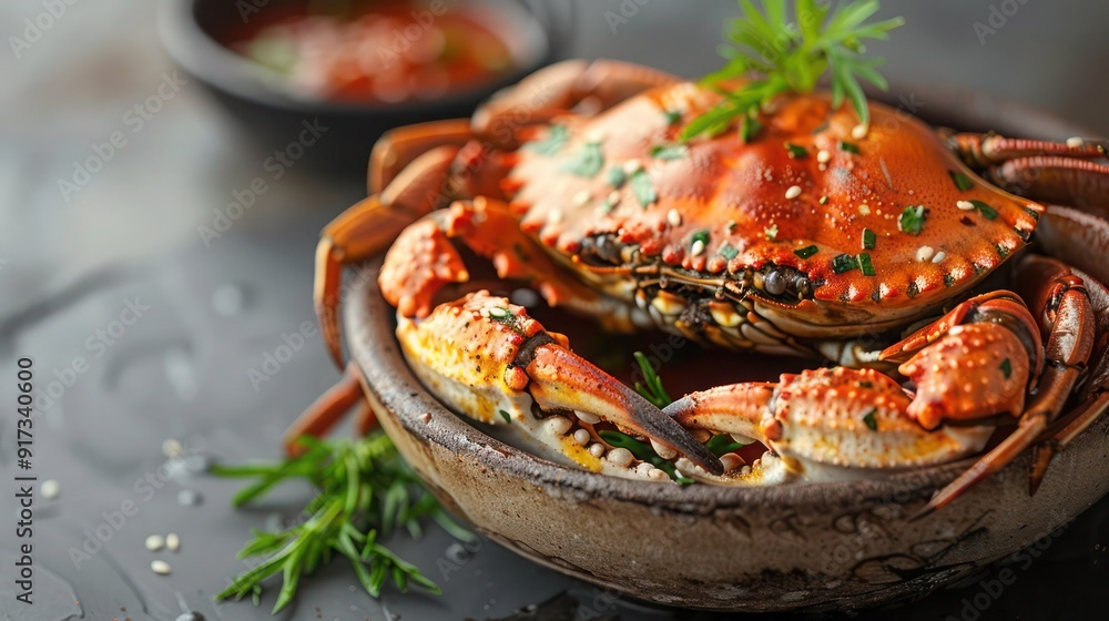 Korean spicy Fresh raw Soy Sauce Marinated Crab, traditional food Korean food Korean spicy Fresh raw Soy Sauce Marinated Crab, traditional food Korean food