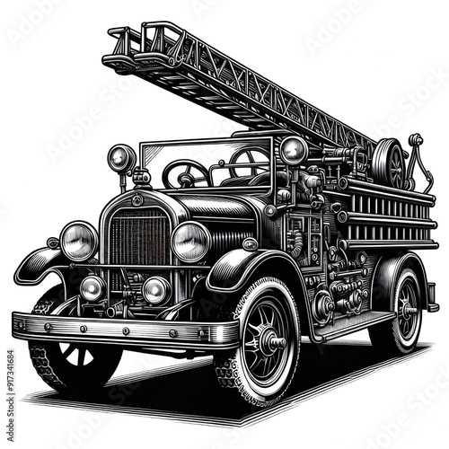 truck isolated fire vintage 