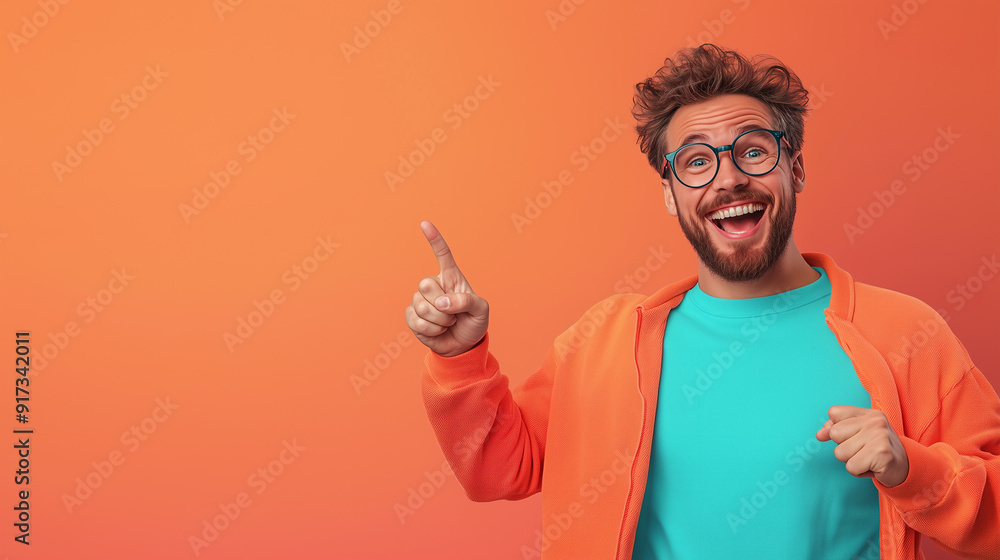 Man Pointing at Empty Space for Graphic Designers Man Pointing at Empty Space for Graphic Designers