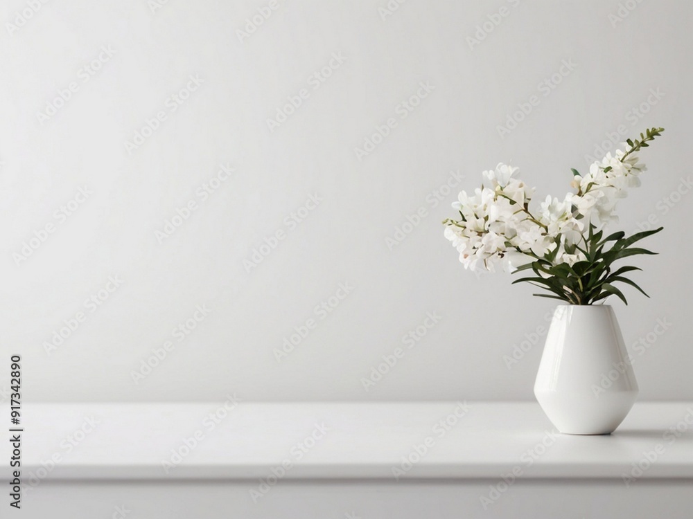 White walls and a small plant background White walls and a small plant background