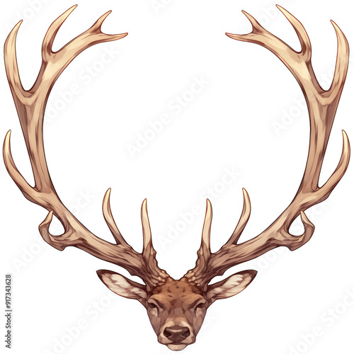 A majestic deer head with large antlers, perfect for wildlife themes and nature-inspired designs. transparent background photo