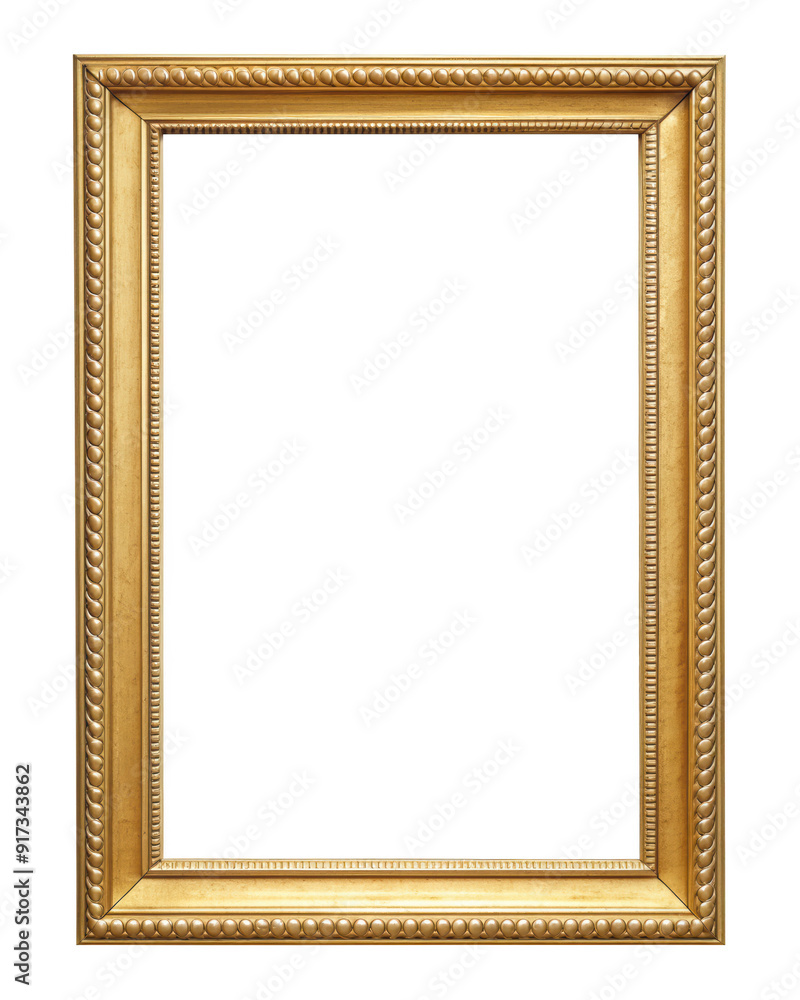 Ornate gold frame with a decorative design, ideal for adding a touch of elegance to any artwork or photograph display. Isolated on transparent background, png. Ornate gold frame with a decorative design, ideal for adding a touch of elegance to any artwork or photograph display. Isolated on transparent background, png.