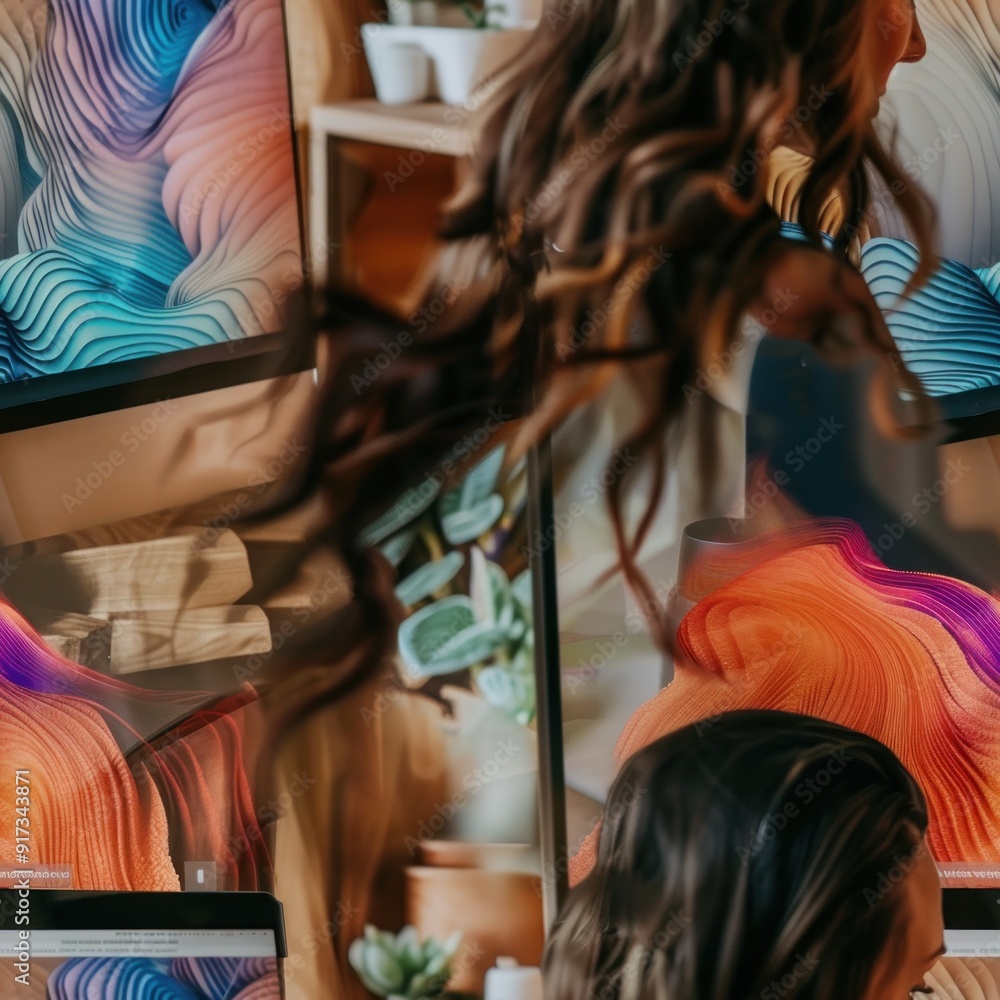 Obraz premium Abstract Screen Reflections of a Woman.