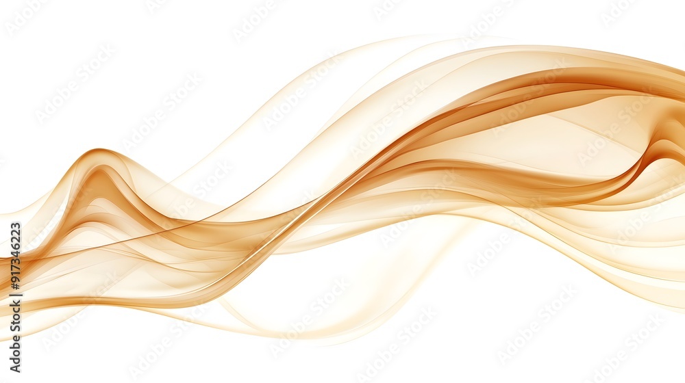 Fototapeta premium A vector illustration of a soft, flowing wave of light brown smoke on white background. The smoke is depicted in an elegant and fluid design with smooth curves