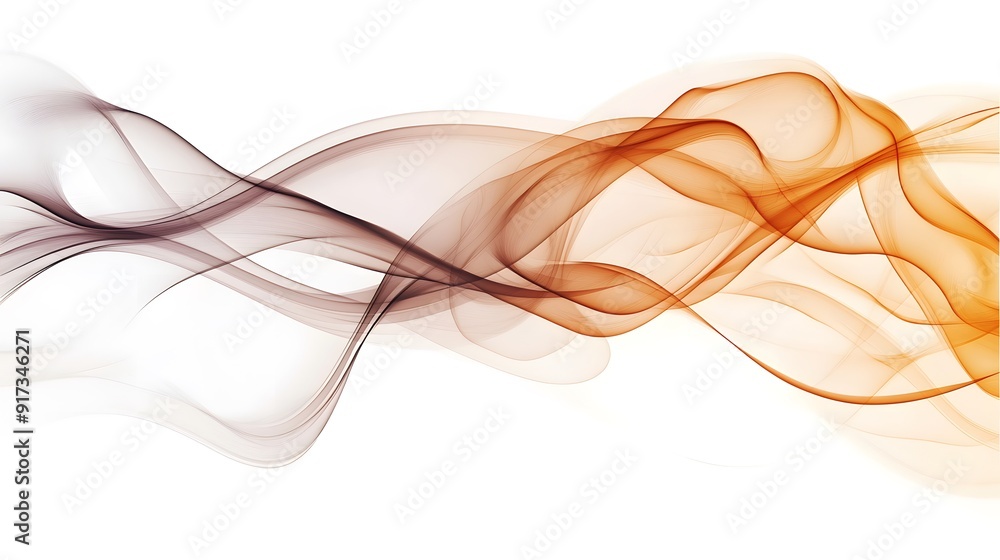 A vector illustration of a soft, flowing wave of light brown smoke on white background. The smoke is depicted in an elegant and fluid design with smooth curves A vector illustration of a soft, flowing wave of light brown smoke on white background. The smoke is depicted in an elegant and fluid design with smooth curves