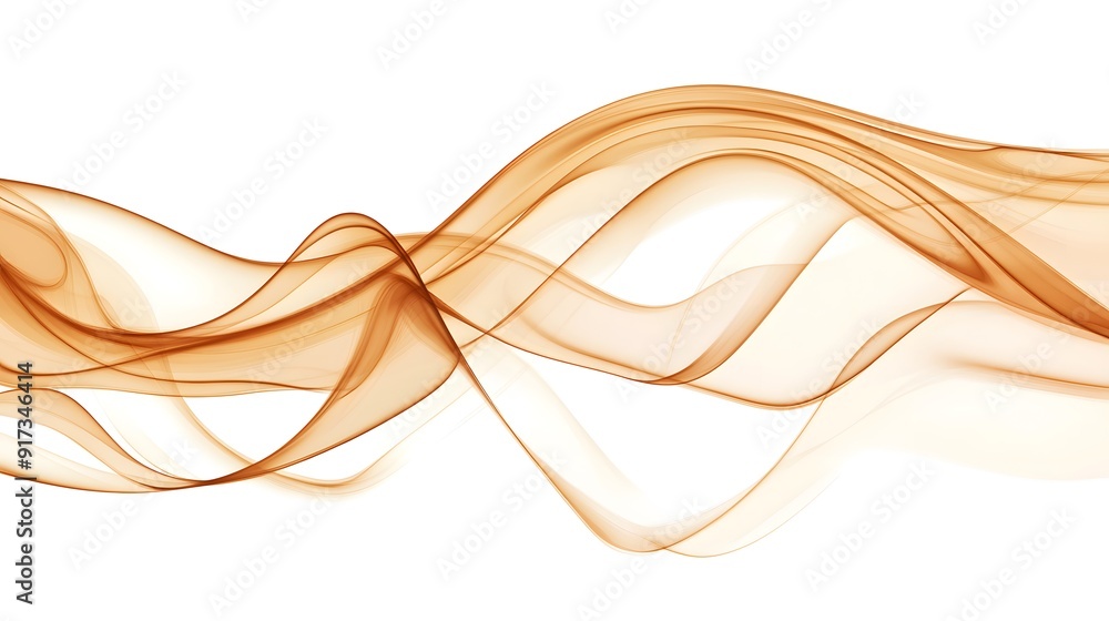 A vector illustration of a soft, flowing wave of light brown smoke on white background. The smoke is depicted in an elegant and fluid design with smooth curves A vector illustration of a soft, flowing wave of light brown smoke on white background. The smoke is depicted in an elegant and fluid design with smooth curves