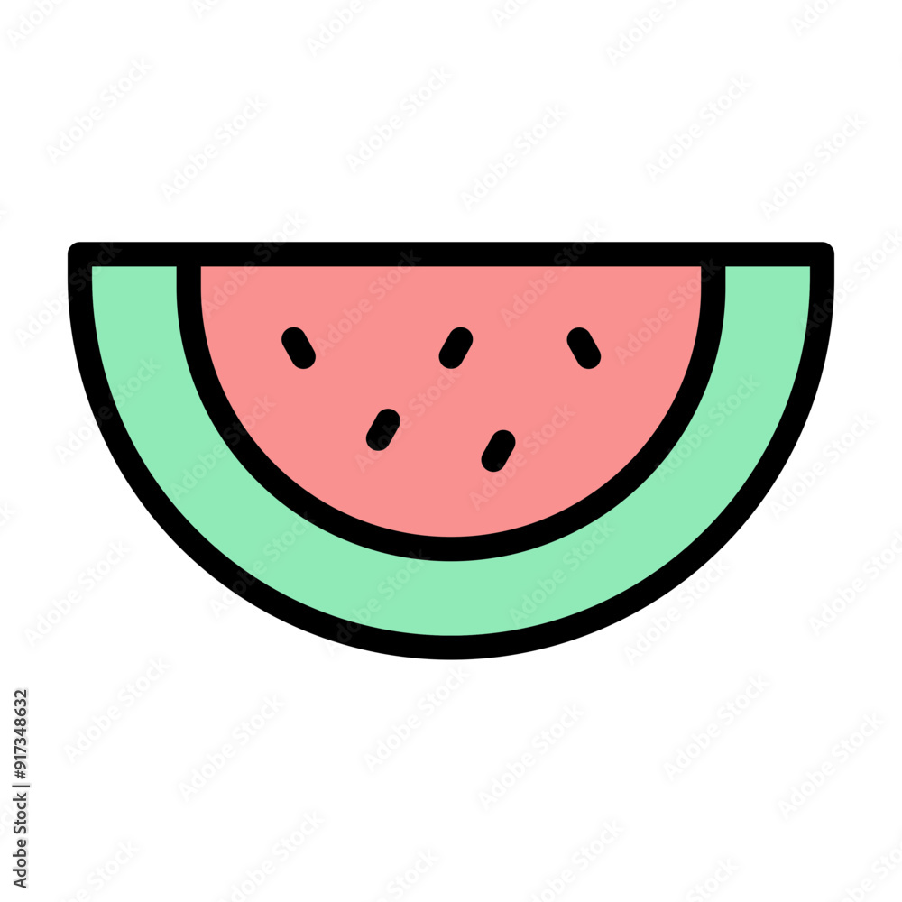 Watermelon Slice Vector Filled Icon Design Watermelon Slice Vector Filled Icon Design