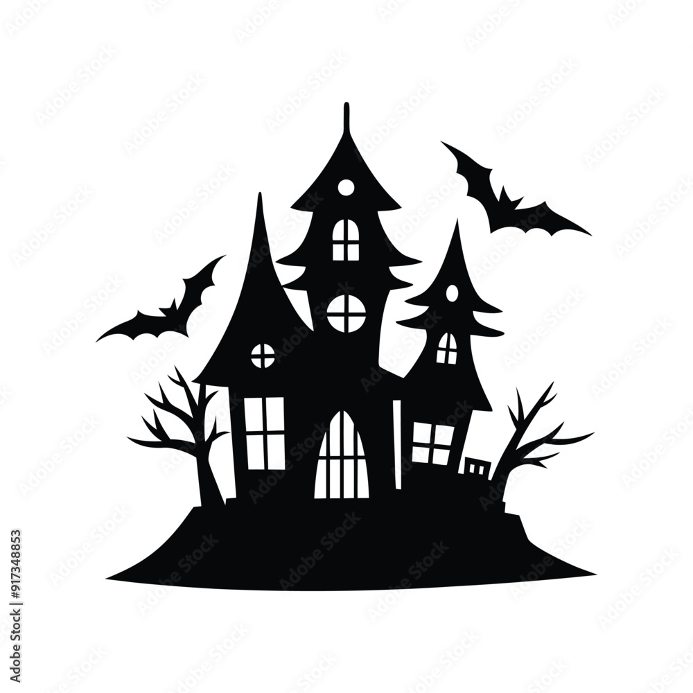 Black Silhouette of a Halloween House - Vector Illustration for Microstock Sites Black Silhouette of a Halloween House - Vector Illustration for Microstock Sites