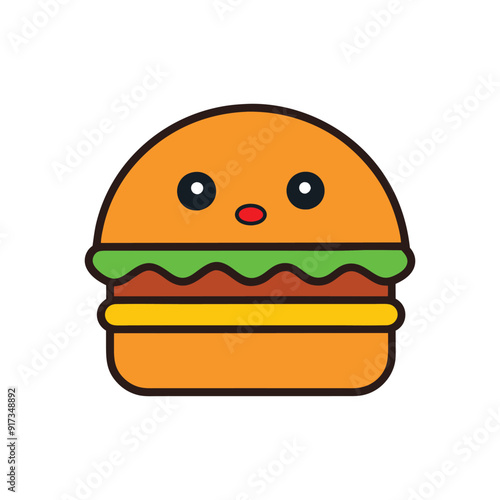 Colorful Kawaii Burger Vector Design Illustration for Microstock photo