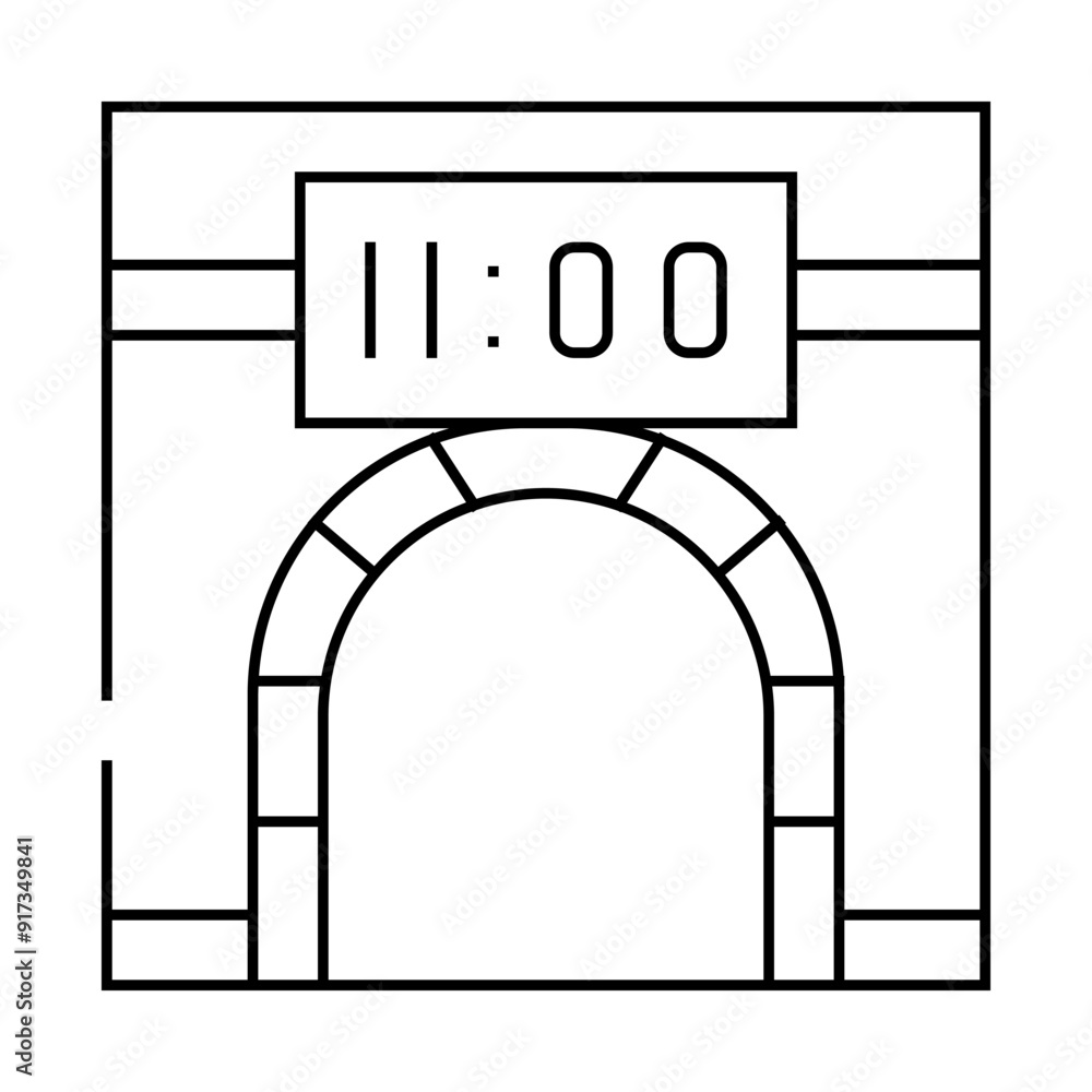 Fototapeta premium metro underground clock line icon vector. metro underground clock sign. isolated contour symbol black illustration