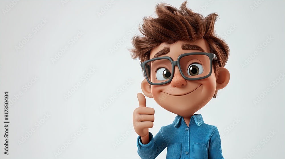 Cheerful Cartoon Character in Blue Shirt Giving a Thumbs Up - Perfect for Sports Room Poster or Motivational Decor with Stylish Vibes and Fun Energy! Cheerful Cartoon Character in Blue Shirt Giving a Thumbs Up - Perfect for Sports Room Poster or Motivational Decor with Stylish Vibes and Fun Energy!