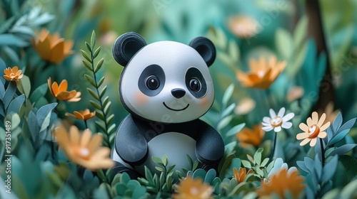 Adorable Panda in Lush Green Jungle