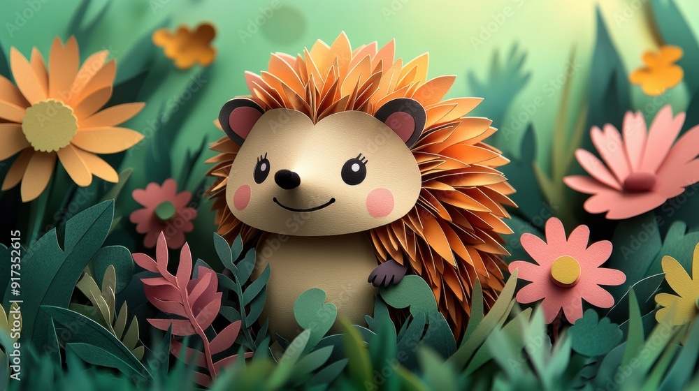 Adorable Hedgehog in Green Forest Adorable Hedgehog in Green Forest