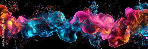 Abstract Liquid Swirls in Vibrant Colors - A mesmerizing abstract design featuring flowing liquid swirls in pink, blue, and orange, creating a dynamic and energetic visual. This image symbolizes movem photo