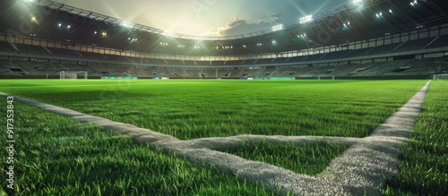 empty soccer stadium 3D.