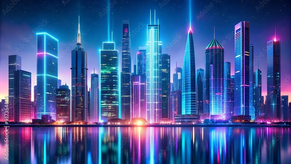 Neon Cityscape: A Glowing Tapestry of Technological Advancement Generative AI Neon Cityscape: A Glowing Tapestry of Technological Advancement Generative AI