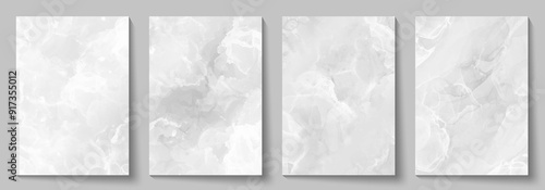 Light grey watercolor texture vector paper background set for cards, flyer, poster, banner and cover design. Hand drawn watercolor illustration for your design. White template for design.